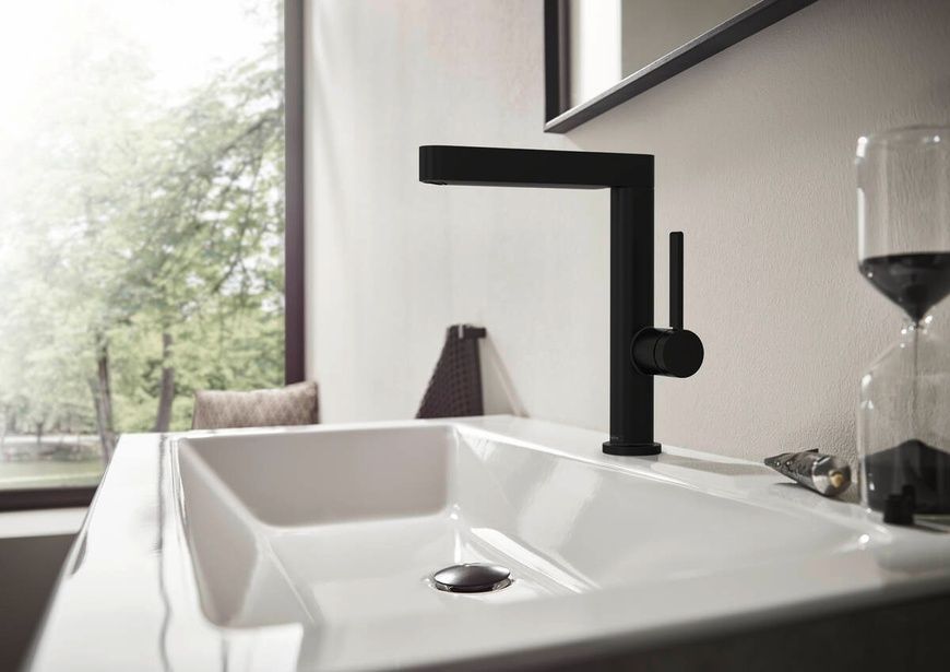 Змішувач для умивальника зі зливним гарнітуром Hansgrohe Finoris 76060670, чорний матовий 86897 фото | La Dushe | Салон меблів і сантехнікаи Ля Душе | Портал для професіоналів | Дизайн інтер'єрів | Персональний сервіс| Професійна консульація | Дизайн проект | Імпорт з Єверопи