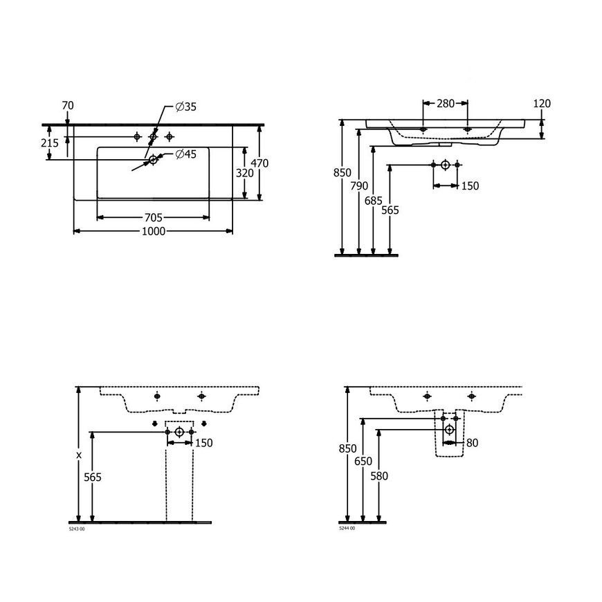 Умывальник накладной Villeroy & Boch Subway 3.0 4A70A501, 100x47 см, белый 83640 фото | La Dushe | Салон мебели и сантехники Ля Душе | Портал для профессионалов | Дизайн интерьеров | Персональный сервис | Профессиональная консульция |  Дизайн проект | Импорт из Еверопы