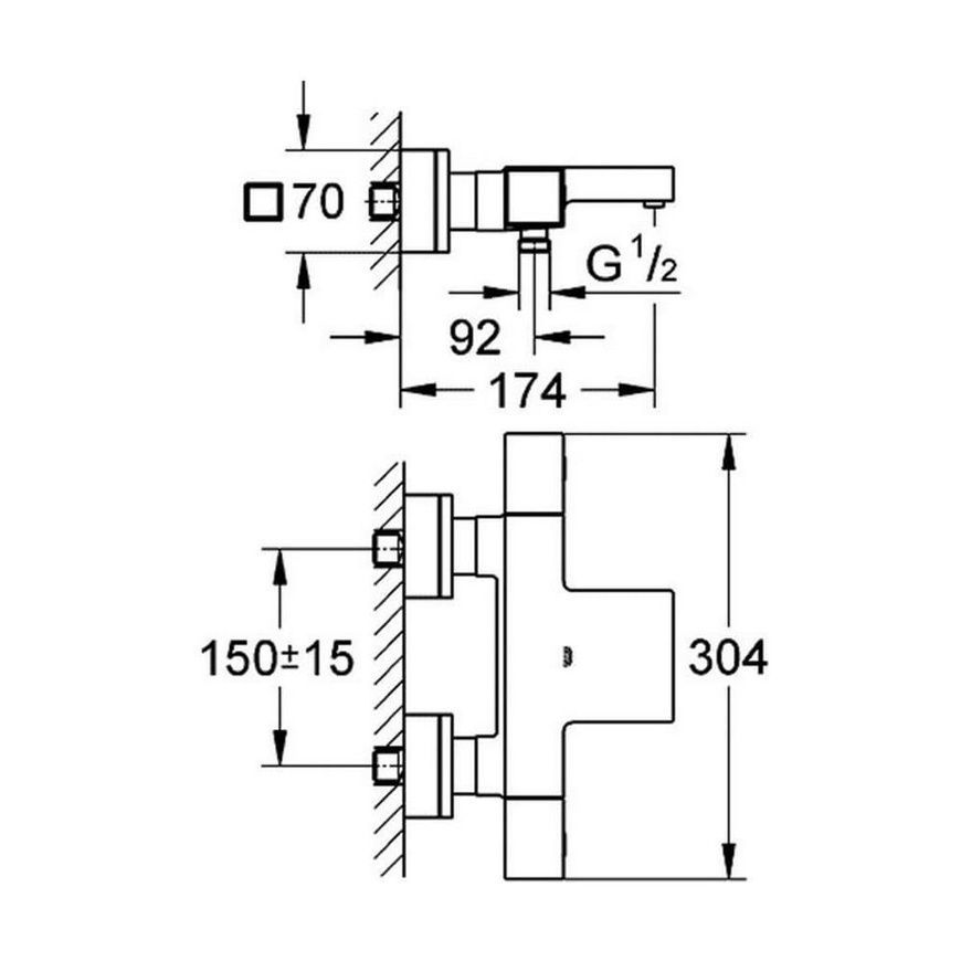 Смеситель для ванны Grohe Grohtherm Cube 34497000, хром 51806 фото | La Dushe | Салон мебели и сантехники Ля Душе | Портал для профессионалов | Дизайн интерьеров | Персональный сервис | Профессиональная консульция |  Дизайн проект | Импорт из Еверопы