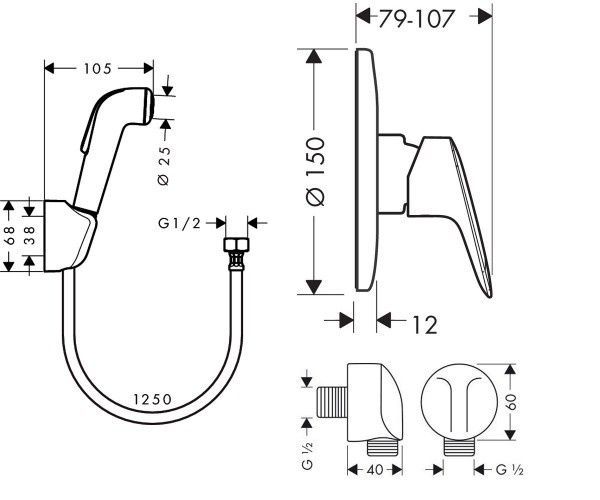 Гігієнічний душ зі змішувачем Hansgrohe Logis 1112019 70645 фото | La Dushe | Салон меблів і сантехнікаи Ля Душе | Портал для професіоналів | Дизайн інтер'єрів | Персональний сервіс| Професійна консульація | Дизайн проект | Імпорт з Єверопи