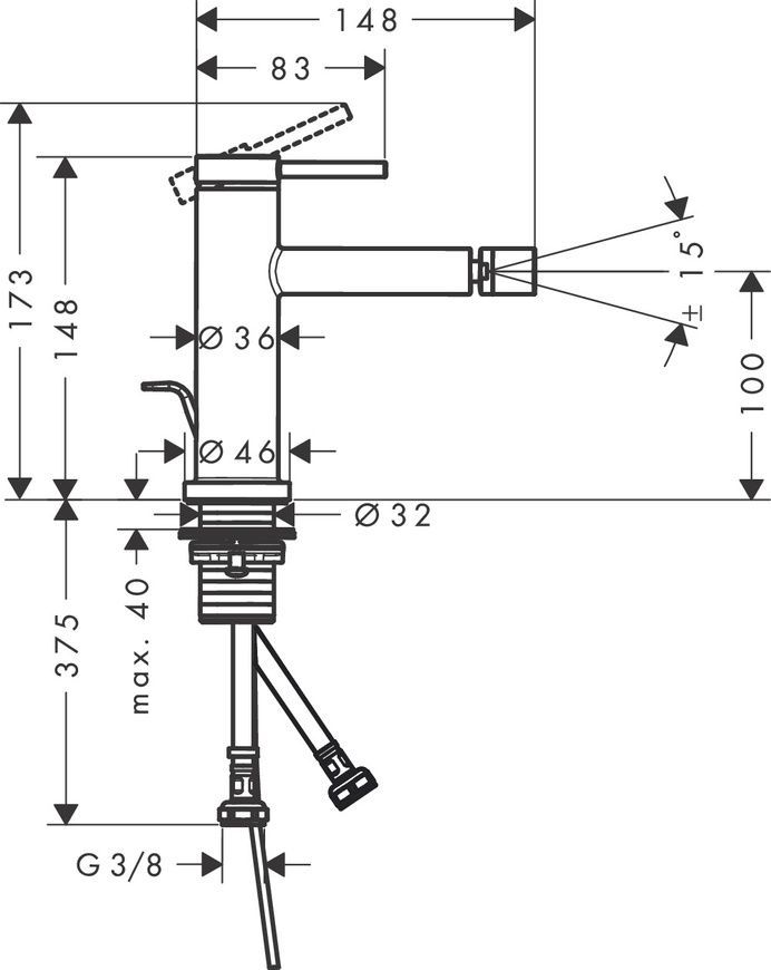 Смеситель для биде со донным клапаном Hansgrohe Tecturis S 73201670, черный матовый 92489 фото | La Dushe | Салон мебели и сантехники Ля Душе | Портал для профессионалов | Дизайн интерьеров | Персональный сервис | Профессиональная консульция |  Дизайн проект | Импорт из Еверопы