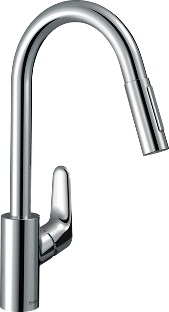 Змішувач для кухонної мийки з висувним душем Hansgrohe Focus M41 31833000 800003960 фото | La Dushe | Салон меблів і сантехнікаи Ля Душе | Портал для професіоналів | Дизайн інтер'єрів | Персональний сервіс| Професійна консульація | Дизайн проект | Імпорт з Єверопи