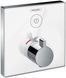 Термостат для одного споживача скляний Hansgrohe Showerselect 15737400, хром з білим 60248 фото 1 | La Dushe | Салон меблів і сантехнікаи Ля Душе | Портал для професіоналів | Дизайн інтер'єрів | Персональний сервіс| Професійна консульація | Дизайн проект | Імпорт з Єверопи