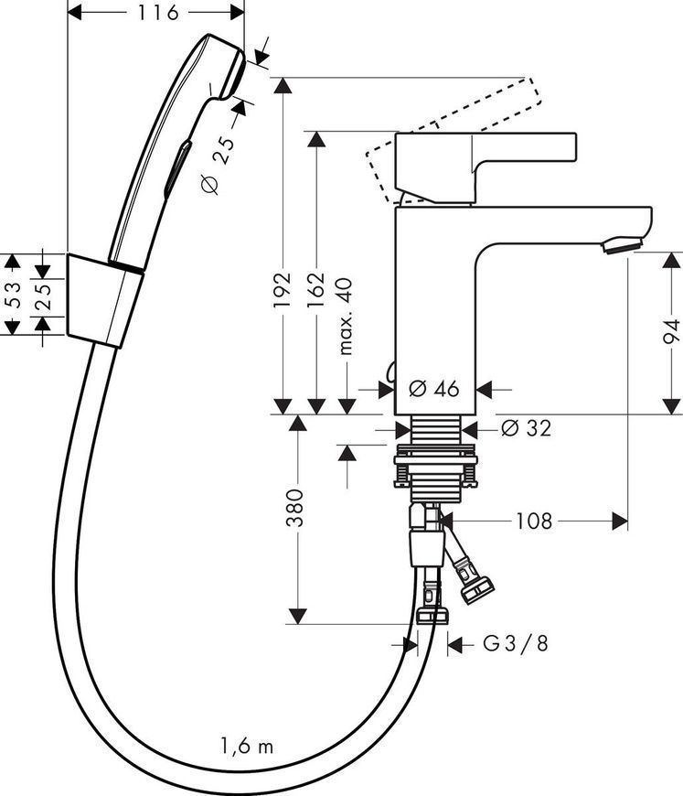 Смеситель для умывальника с гигиеническим душем Hansgrohe Metris S 31160000 13017 фото | La Dushe | Салон мебели и сантехники Ля Душе | Портал для профессионалов | Дизайн интерьеров | Персональный сервис | Профессиональная консульция |  Дизайн проект | Импорт из Еверопы