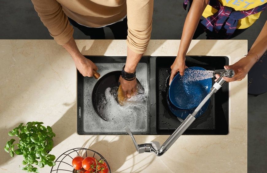 Мийка для кухні камінь Hansgrohe S51 43434290, сірий матовий 800004275 фото | La Dushe | Салон меблів і сантехнікаи Ля Душе | Портал для професіоналів | Дизайн інтер'єрів | Персональний сервіс| Професійна консульація | Дизайн проект | Імпорт з Єверопи