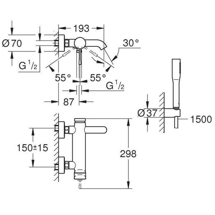 Смеситель для ванны Grohe Essence 33628001 49592 фото | La Dushe | Салон мебели и сантехники Ля Душе | Портал для профессионалов | Дизайн интерьеров | Персональный сервис | Профессиональная консульция |  Дизайн проект | Импорт из Еверопы